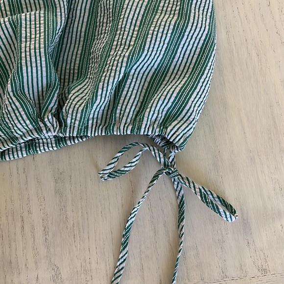 Green and white stripped draw string bottom tank top - Picture 3 of 3